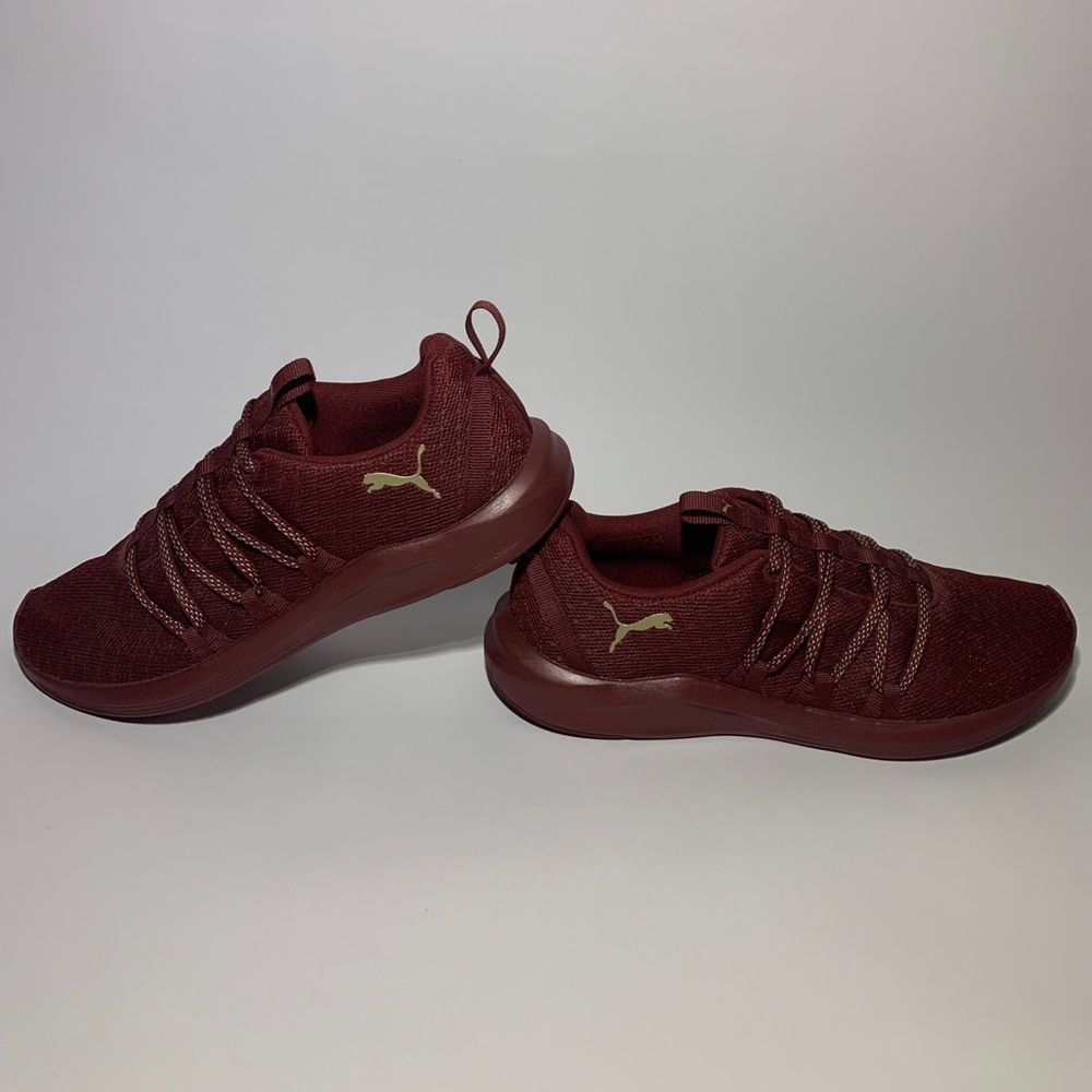 Maroon and Gold Puma Sneakers